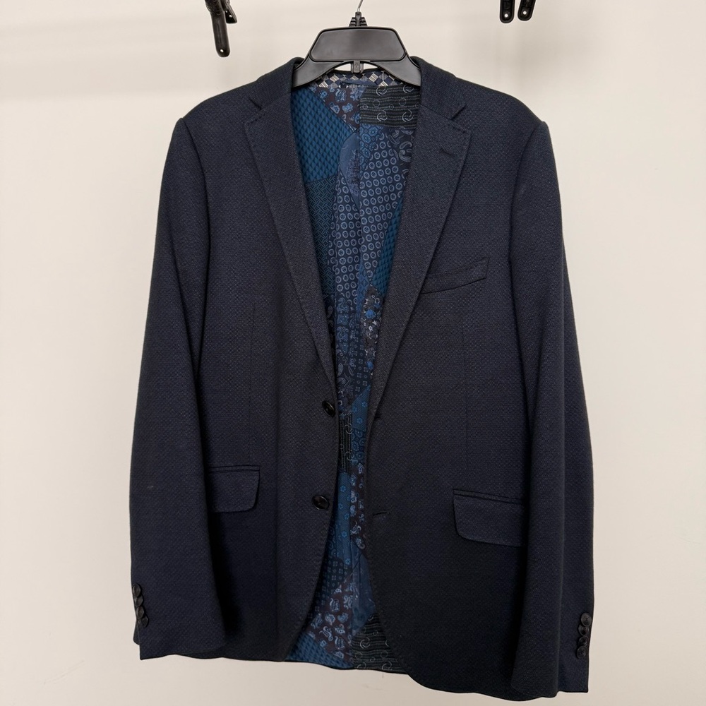 Etro Dark Blue Cotton Silk Sports Coat - 52R European size